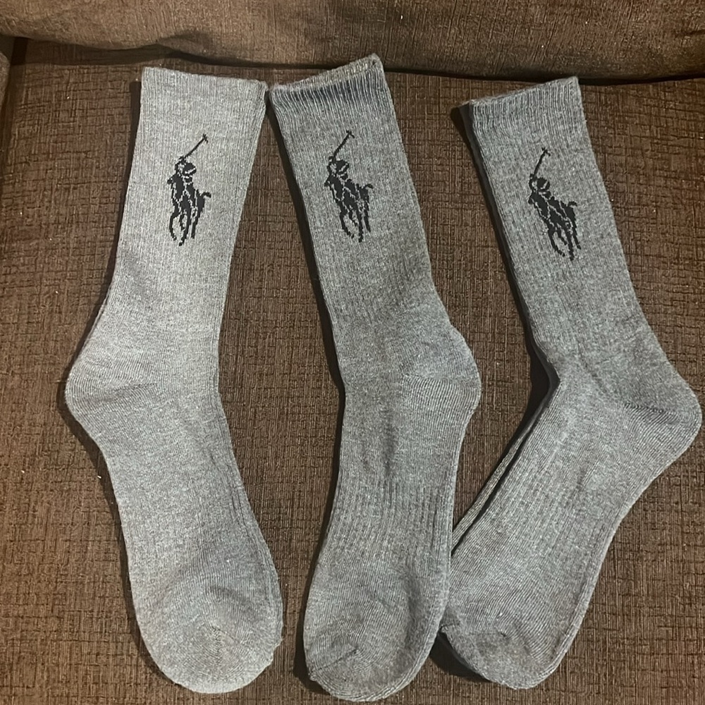 Polo by Ralph Lauren Men's Classic Gray Socks 3 Pack. - Picture 4 of 4